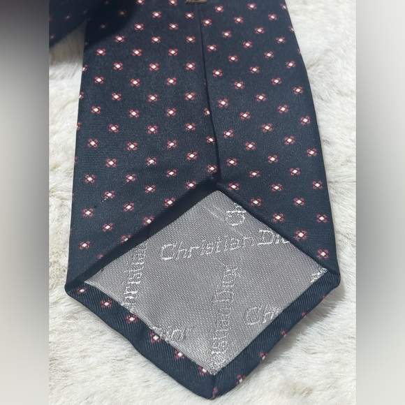 Christian Dior Tie Navy Blue and Red - Picture 10 of 11